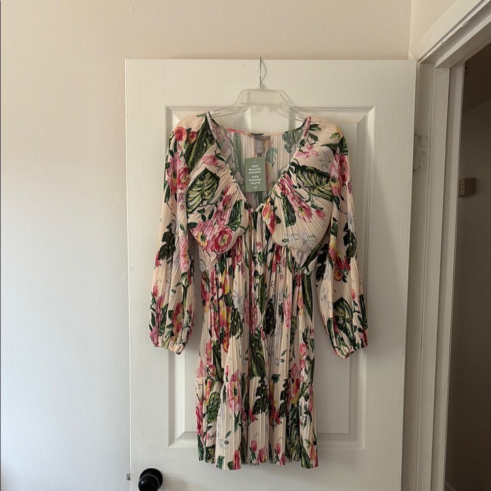 H&M Floral Print long sleeve mini dress